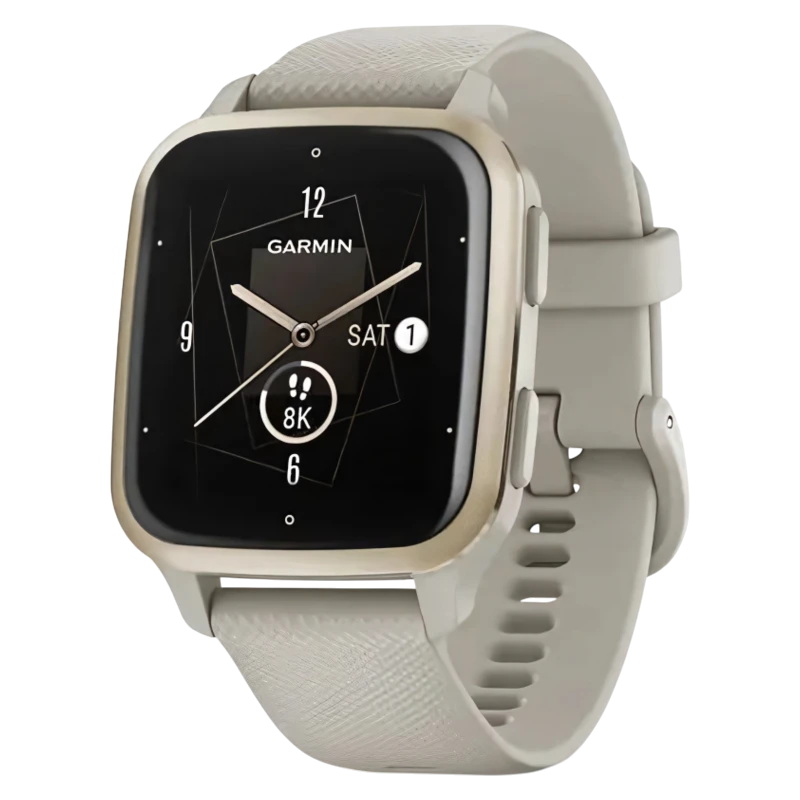 Garmin Venu Sq 2 Music Edition серый с безелем цвета кремового золота и силиконовым ремешком